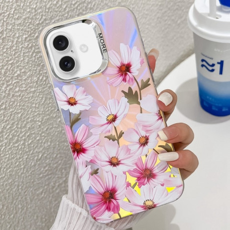 Чехол Electroplating Laser Flower Texture для iPhone 16 Plus - Cosmos Flower