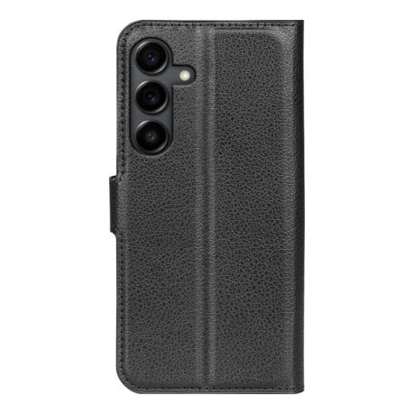 Чехол-книжка с фактурой Litchi и магнитным хлястиком на Samsung Galaxy S25 FE 5G - черный