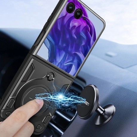 Противоударный чехол CD Texture Sliding Camshield Magnetic Holder на Motorola Razr 50 Ultra - синий