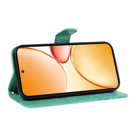 Чехол-книжка Swallowtail Butterfly Embossed Leather для Realme C85 Pro 4G — зелёный