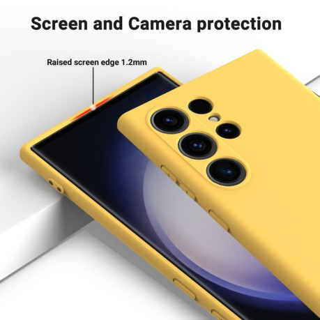 Силиконовый чехол Solid Color Liquid Silicone на Samsung Galaxy S24 Ultra 5G - желтый