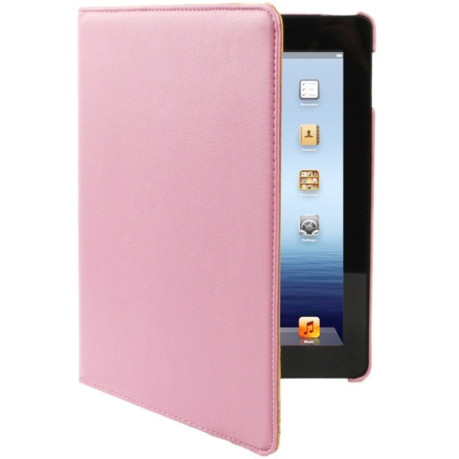 Шкіряний Чохол 360 Degree Rotatable Sleep / Wake-up рожевий для iPad 4/ 3/ 2