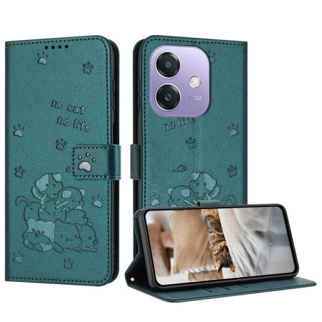 Чехол-книжка Diamond Embossed Skin Feel для OPPO A3/A3x/A40m - зеленый