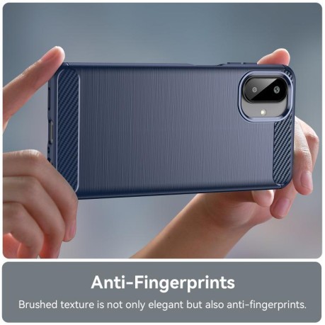 Противоударный чехол Brushed Texture Carbon Fiber на Samsung Galaxy A07 4G - синий