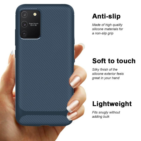 Протиударний чохол Carbon Fiber Texture на Samsung Galaxy Note 10 Lite - синій