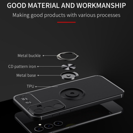 Ударозащитный чехол Metal Ring Holder для Samsung Galaxy S23 FE - черный