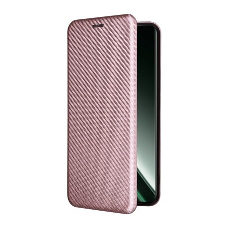 Чехол-книжка Carbon Fiber Texture на Realme GT 6 / GT 6T - розовый