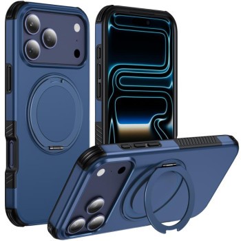 Ударозахисний чохол Magnetic Rotating Ring Holder на iPhone 18 Pro — синій