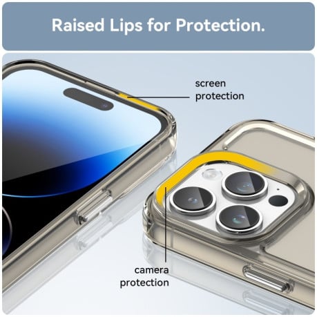 Противоударный чехол Candy Series для iPhone 15 Pro -прозрачно-серый
