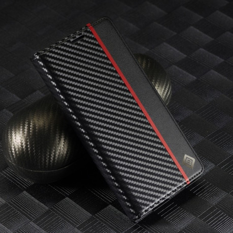 Чехол-книжка LCIMEEKE Carbon Fiber для Samsung Galaxy S25 Ultra 5G - Black