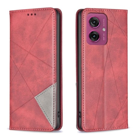 Чехол-книжка Rhombus Texture для Motorola Moto G55 - красный