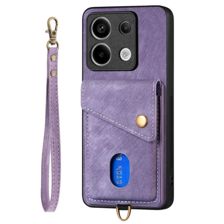 Протиударний чохол Retro Card Wallet Fold Leather для Xiaomi Redmi Note 13 Pro 5G/Poco X6 5G - фіолетовий