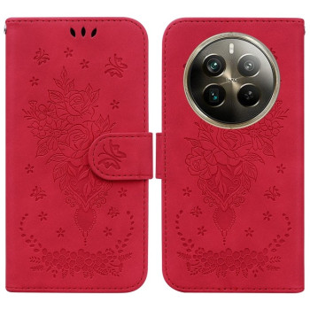 Чохол-книжка Butterfly Rose Embossed для Realme 12 Pro / 12 Pro+ - червоний