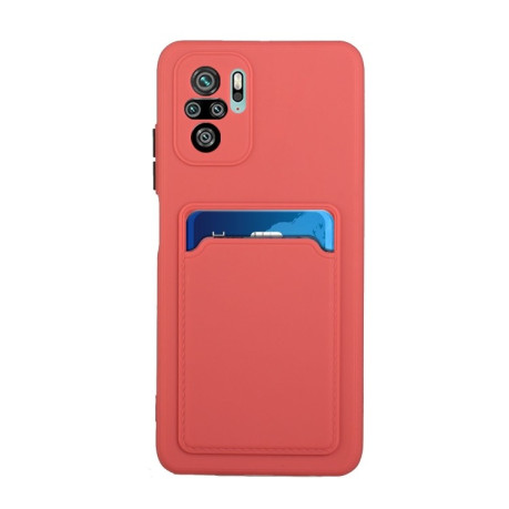 Противоударный чехол Card Slot Design на Xiaomi Redmi Note 10/10s/Poco M5s - светло-красный