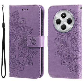 Чехол-книжка 7-petal Flowers Embossing для Xiaomi Redmi 14C 4G/Poco C75/Redmi A4 5G - фиолетовый