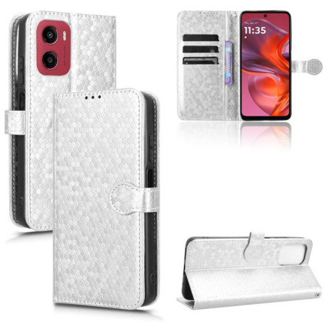 Чехол-книжка Honeycomb Dot для Motorola Moto G05 / E15 - серебристый