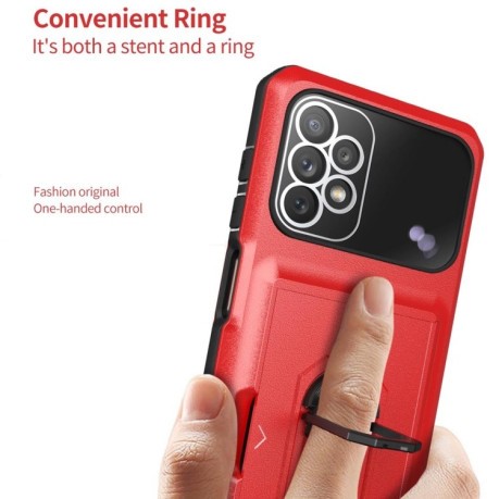 Противоударный чехол Card Ring для Samsung Galaxy A13 4G - белый