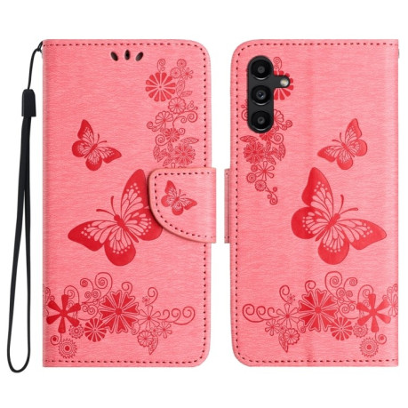 Чехол-книжка Embossed Butterfly для Samsung Galaxy A05s - розовый