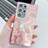 Противоударный чехол Plating Glitter Texture TPU для Samsung Galaxy S24 Ultra 5G - Pink Feathers