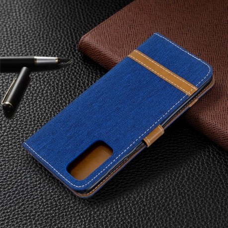 Чехол-книжка Color Matching Denim Texture на Samsung Galaxy S20 -синий