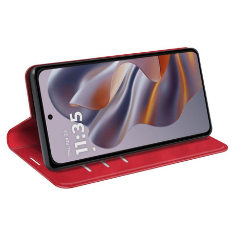 Чехол-книжка Retro Skin Feel Business Magnetic на Motorola Moto Edge 50 Neo 5G - красный