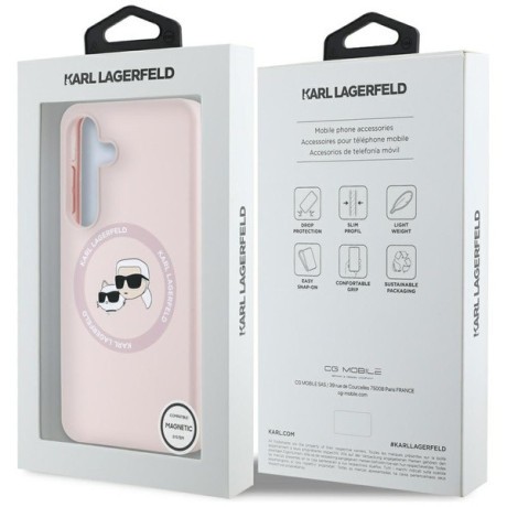 Оригінальний чохол Karl Lagerfeld Silicone Double Heads And Circle MagSafe для Samsung Galaxy S25 Plus - Pink