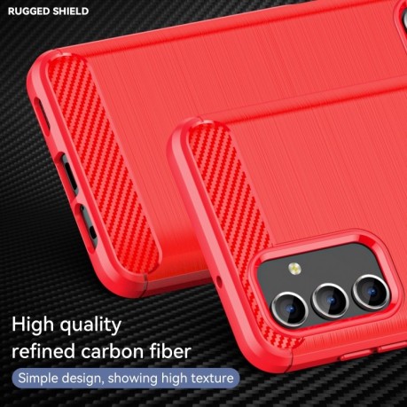 Протиударний чохол Brushed Texture Carbon Fiber Samsung Galaxy A04s - червоний