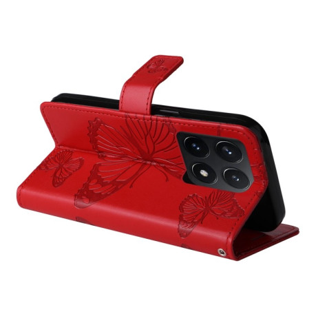 Чехол-книжка Embossed Butterfly для Xiaomi 14T - красный