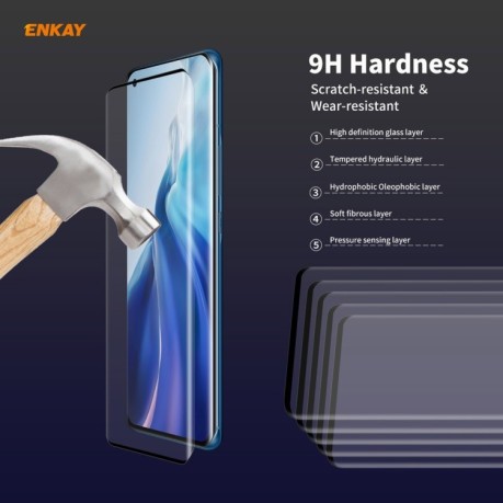 Защитное стекло ENKAY Hat-prince Full Glue 0.26mm 9H 3D на Xiaomi Mi 11 - черное