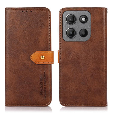 Чехол-книжка KHAZNEH Dual-color Cowhide для Motorola Moto G15 4G / G05 - коричневый