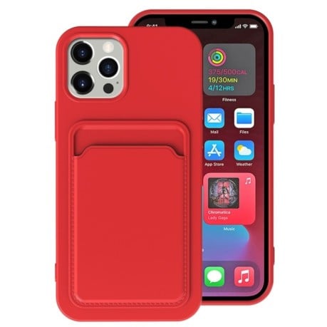 Противоударный чехол Card Slot Design для iPhone 14 Plus - красный