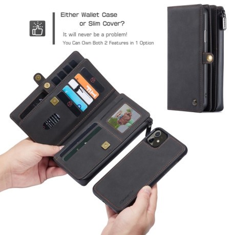 Кожаный чехол-кошелек CaseMe 018 на iPhone 11 - черный
