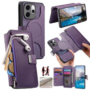 Чохол-книжка CaseNeo MagSafe RFID Anti-theft Zipper Wallet Retro Leather на OPPO Reno15 Pro 5G Global — фіолетовий