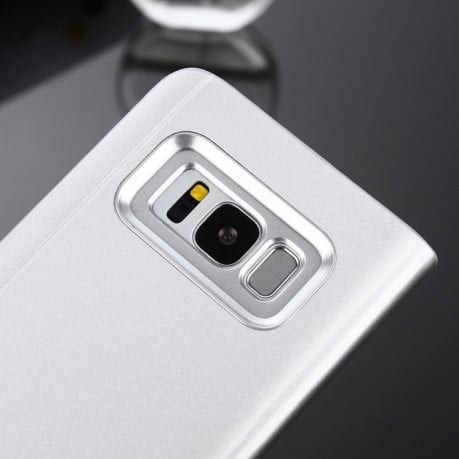 Чехол- книжка Clear View на Samsung Galaxy S8+/G955 Electroplating Mirror-серебристый