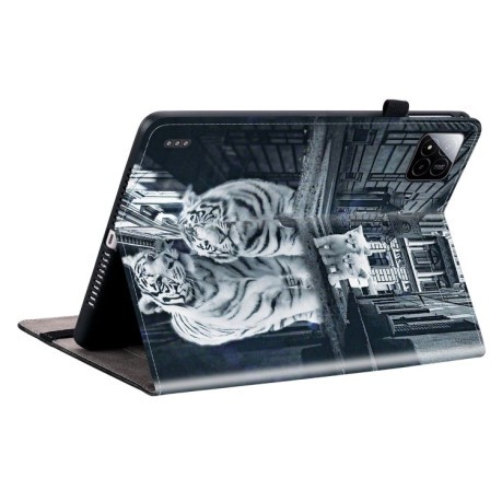 Чехол-книжка Crystal Texture Painted Leather для Xiaomi Pad 7 / Pad 7 Pro - Cat Reflection Tiger