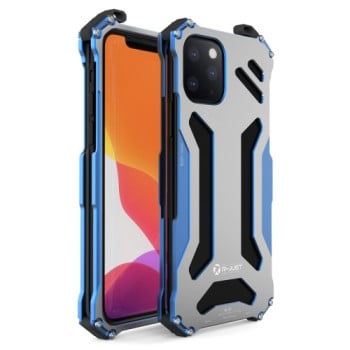 Противоударный металлический чехол R-JUST Armor Metal на iPhone 12/12 Pro - синий