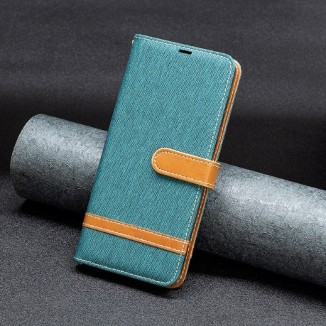 Чехол-книжка Color Matching Denim Texture на Samsung Galaxy S25+ 5G - зеленый