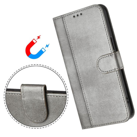Противоударный чехол Racing Line Splicing Buckle Retro Leather для Realme GT 7 Pro - серый