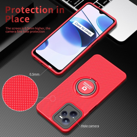 Протиударний чохол Eagle Eye Ring Holder для Realme C35 - червоний