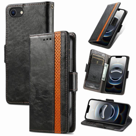 Чехол-книжка CaseNeo Splicing Dual Magnetic Buckle Leather для iPhone 16e - черный