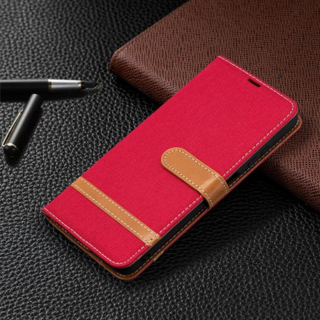 Чехол-книжка Color Matching Denim Texture на Xiaomi Mi Poco X3 / Poco X3 Pro - красный