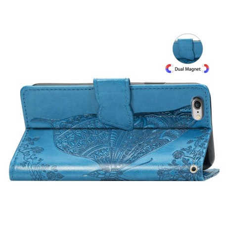 Чохол-книжка Butterfly Love Flower Embossed для iPhone 16e - синій