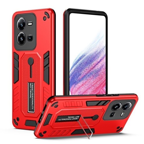 Противоударный чехол Variety Brave Armor Finger Loop Holder для Vivo V25 5G / V25e - красный