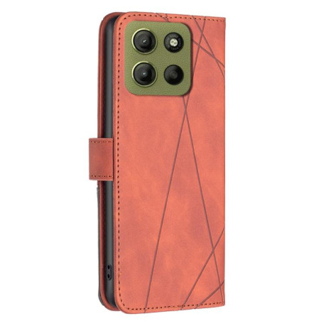 Чехол-книжка Rhombus Texture для Motorola Moto G15 - коричневый
