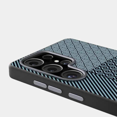 Ультратонкий чохол ABEEL 6D Micro Relief MagSafe Magnetic  для Samsung Galaxy S25 Ultra 5G - Carbon Fiber Blue