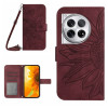 Чохол-книжка Skin Feel Sun Flower для OnePlus 12R 5G Global - винно-червоний