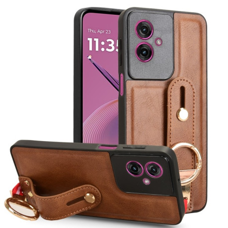 Протиударний чохол Wristband Leather Back для Motorola Moto G55 5G - коричневий
