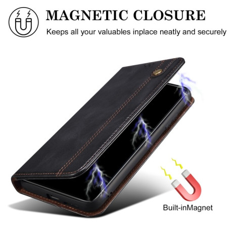 Чехол-книжка Simple Wax Crazy Horse для iPhone 16 Pro Max - черный