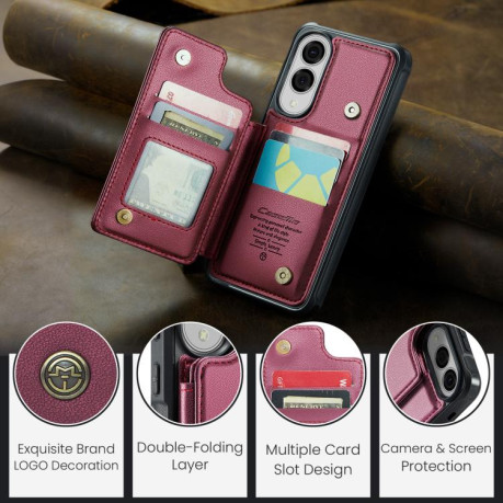 Чохол CaseMe C22 Card Slots Holder RFID Anti-theft для Samsung Galaxy S25 Edge 5G - червоний