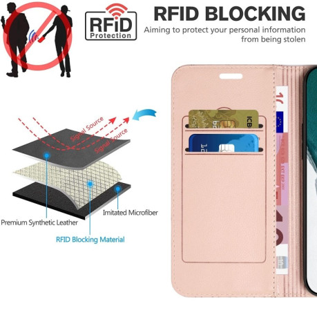 Чехол-книжка RFID Diamond Lattice для iPhone 14/13 - розовый